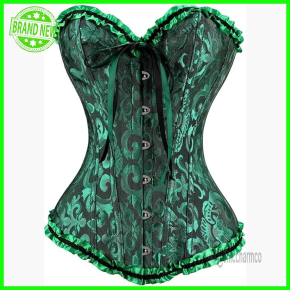 Lace Overbust Corset Top Steel Boning Adjustable Lacing Renaissance Style